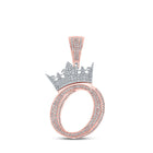 10kt Two-tone Gold Men's Round Diamond Crown O Letter Charm Pendant 1-3/8 Cttw - Alternate view 1 from Splendid Jewellery