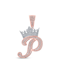 Load image into Gallery viewer, Men&#39;s Royal Crown Diamond Letter Pendant - 10kt Two-tone Gold, 1-1/2 Cttw - Alternate view 1 from Splendid Jewellery