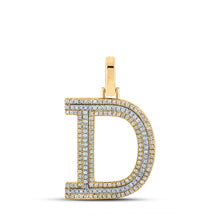 Load image into Gallery viewer, 10kt Two-tone Gold Men&#39;s Diamond D Initial Letter Pendant - 1/2 Cttw - Alternate view 1 from Splendid Jewellery