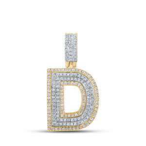 Men's Diamond Charm Pendant | 10kt Two-tone Gold Mens Round Diamond D Initial Letter Pendant 1/2 Cttw | Splendid Jewellery GND