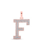10kt Two-tone Gold Men's Diamond F Initial Letter Pendant - 3/8 Cttw - Alternate view 1 from Splendid Jewellery