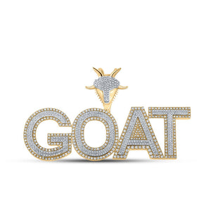 Men's Diamond Charm Pendant | 10kt Two-tone Gold Mens Round Diamond GOAT Charm Pendant 2-3/4 Cttw | Splendid Jewellery GND