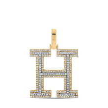 Load image into Gallery viewer, 10kt Two-tone Gold Men&#39;s Diamond H Initial Letter Pendant - 5/8 Cttw - Alternate view 1 from Splendid Jewellery