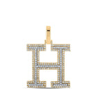 10kt Two-tone Gold Men's Diamond H Initial Letter Pendant - 5/8 Cttw - Alternate view 1 from Splendid Jewellery