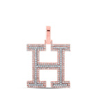 10kt Two-tone Gold Men's Round Diamond H Initial Letter Pendant 5/8 Cttw - A Dazzling Statement of Style - Alternate view 1 from Splendid Jewellery