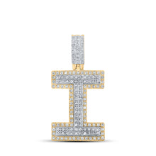 Load image into Gallery viewer, 10kt Two-tone Gold Men&#39;s Round Diamond I Initial Letter Pendant 1/2 Cttw | Splendid Jewellery - Alternate view 1 from Splendid Jewellery