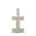 10kt Two-tone Gold Men's Round Diamond I Initial Letter Pendant 1/2 Cttw | Splendid Jewellery - Alternate view 1 from Splendid Jewellery