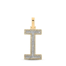 Load image into Gallery viewer, 10kt Two-tone Gold Mens Round Diamond I Initial Letter Pendant 1/3 Cttw - Alternate view 1 from Splendid Jewellery