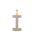 10kt Two-tone Gold Mens Round Diamond I Initial Letter Pendant 1/3 Cttw - Alternate view 1 from Splendid Jewellery