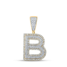 Load image into Gallery viewer, 10kt Two-tone Gold Mens Round Diamond Initial B Letter Charm Pendant 1 Cttw - Alternate view 1 from Splendid Jewellery