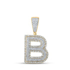 10kt Two-tone Gold Mens Round Diamond Initial B Letter Charm Pendant 1 Cttw - Alternate view 1 from Splendid Jewellery