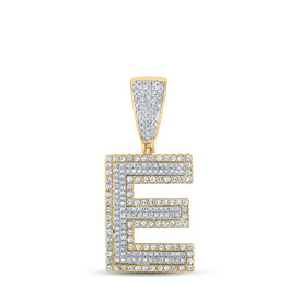Men's Two-tone Gold Diamond Initial E Charm Pendant - 7/8 Cttw - Alternate view 1 from Splendid Jewellery