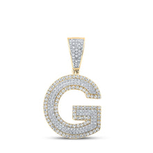 Load image into Gallery viewer, 10kt Two-tone Gold Men&#39;s Round Diamond Initial G Letter Charm Pendant 7/8 Cttw - A Dazzling Expression of Personal Style - Alternate view 1 from Splendid Jewellery