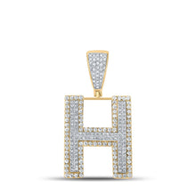 Load image into Gallery viewer, 10kt Two-tone Gold Men&#39;s Diamond Initial H Letter Charm Pendant - 7/8 Cttw | Splendid Jewellery - Alternate view 1 from Splendid Jewellery