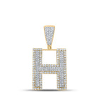 10kt Two-tone Gold Men's Diamond Initial H Letter Charm Pendant - 7/8 Cttw | Splendid Jewellery - Alternate view 1 from Splendid Jewellery