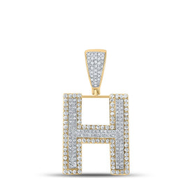 10kt Two-tone Gold Men's Diamond Initial H Letter Charm Pendant - 7/8 Cttw | Splendid Jewellery - Alternate view 1 from Splendid Jewellery