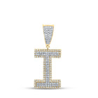 10kt Two-tone Gold Men's Round Diamond Initial I Letter Charm Pendant - 1/2 Cttw - Alternate view 1 from Splendid Jewellery
