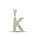 10kt Two-tone Gold Men's Round Diamond Initial K Letter Charm Pendant - 7/8 Cttw - Alternate view 1 from Splendid Jewellery
