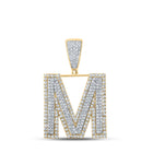 10kt Two-tone Gold Men's Round Diamond Initial M Letter Charm Pendant 1-1/5 Cttw - Alternate view 1 from Splendid Jewellery