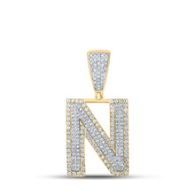 Load image into Gallery viewer, Men&#39;s Two-Tone Gold Diamond Initial N Charm Pendant - 7/8 Cttw - Alternate view 1 from Splendid Jewellery
