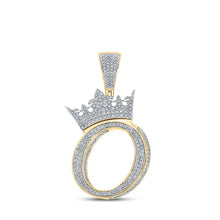 Load image into Gallery viewer, 10kt Two-tone Gold Men&#39;s Diamond Initial O Crown Letter Charm Pendant - 1-3/8 Cttw - Alternate view 1 from Splendid Jewellery