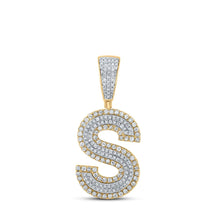 Load image into Gallery viewer, 10kt Two-tone Gold Men&#39;s Round Diamond Initial S Letter Charm Pendant 3/4 Cttw - A Dazzling Statement Piece by Splendid Jewellery - Alternate view 1 from Splendid Jewellery