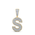 10kt Two-tone Gold Men's Round Diamond Initial S Letter Charm Pendant 3/4 Cttw - A Dazzling Statement Piece by Splendid Jewellery - Alternate view 1 from Splendid Jewellery