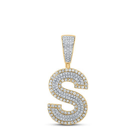10kt Two-tone Gold Men's Round Diamond Initial S Letter Charm Pendant 3/4 Cttw - A Dazzling Statement Piece by Splendid Jewellery - Alternate view 1 from Splendid Jewellery