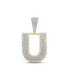10kt Two-tone Gold Men's Round Diamond Initial U Letter Charm Pendant 3/4 Cttw | Splendid Jewellery - Alternate view 1 from Splendid Jewellery