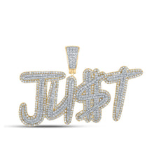 Load image into Gallery viewer, 10kt Two-tone Gold Men&#39;s Diamond JU$T Charm Pendant - 2-5/8 Cttw | Splendid Jewellery - Alternate view 1 from Splendid Jewellery