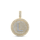 10kt Two-tone Gold Men's Round Diamond L Circle Letter Charm Pendant - 4 Cttw - Alternate view 1 from Splendid Jewellery