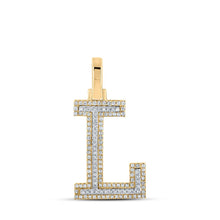 Load image into Gallery viewer, 10kt Two-tone Gold Men&#39;s Diamond L Initial Letter Pendant 1/3 Cttw - A Stylish Statement of Individuality - Alternate view 1 from Splendid Jewellery