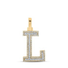 10kt Two-tone Gold Men's Diamond L Initial Letter Pendant 1/3 Cttw - A Stylish Statement of Individuality - Alternate view 1 from Splendid Jewellery