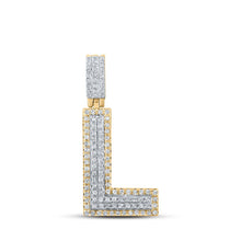 Load image into Gallery viewer, 10kt Two-tone Gold Men&#39;s Diamond L Initial Letter Pendant - Captivating Charm Necklace - Alternate view 1 from Splendid Jewellery