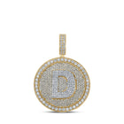 10kt Two-tone Gold Men's Round Diamond Letter D Circle Charm Pendant - 3-7/8 Cttw | Splendid Jewellery - Alternate view 1 from Splendid Jewellery