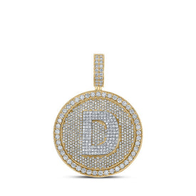 10kt Two-tone Gold Men's Round Diamond Letter D Circle Charm Pendant - 3-7/8 Cttw | Splendid Jewellery - Alternate view 1 from Splendid Jewellery