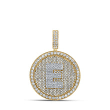 Load image into Gallery viewer, 10kt Two-tone Gold Men&#39;s Round Diamond Letter E Circle Charm Pendant - 4 Cttw | Splendid Jewellery - Alternate view 1 from Splendid Jewellery