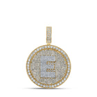 10kt Two-tone Gold Men's Round Diamond Letter E Circle Charm Pendant - 4 Cttw | Splendid Jewellery - Alternate view 1 from Splendid Jewellery
