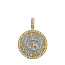 Load image into Gallery viewer, 10kt Two-tone Gold Men&#39;s Round Diamond Letter G Circle Charm Pendant - 3-3/4 Cttw - Alternate view 1 from Splendid Jewellery