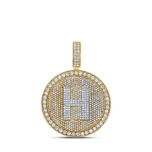 Load image into Gallery viewer, 10kt Two-tone Gold Men&#39;s Round Diamond Letter H Circle Charm Pendant - 3-3/4 Cttw | Splendid Jewellery - Alternate view 1 from Splendid Jewellery