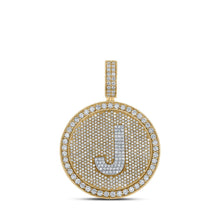 Load image into Gallery viewer, 10kt Two-tone Gold Men&#39;s Round Diamond Letter J Circle Charm Pendant - 3-7/8 Cttw - Alternate view 1 from Splendid Jewellery