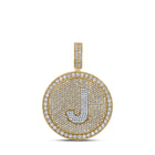10kt Two-tone Gold Men's Round Diamond Letter J Circle Charm Pendant - 3-7/8 Cttw - Alternate view 1 from Splendid Jewellery