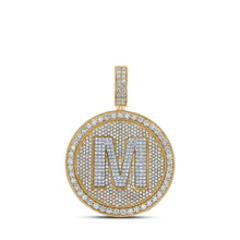 Load image into Gallery viewer, Men&#39;s Diamond Initial Circle Pendant | 10kt Two-tone Gold Round Diamond Letter M Charm Necklace - 3-5/8 Cttw - Alternate view 1 from Splendid Jewellery