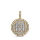 Men's Diamond Initial Circle Pendant | 10kt Two-tone Gold Round Diamond Letter M Charm Necklace - 3-5/8 Cttw - Alternate view 1 from Splendid Jewellery
