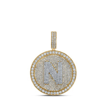 Load image into Gallery viewer, 10kt Two-tone Gold Men&#39;s Round Diamond Letter N Circle Charm Pendant - 3-7/8 Cttw - Alternate view 1 from Splendid Jewellery