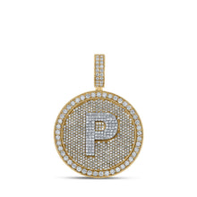Load image into Gallery viewer, 10kt Two-tone Gold Men&#39;s Round Diamond Letter P Circle Charm Pendant - 4 Cttw - Alternate view 1 from Splendid Jewellery
