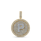 10kt Two-tone Gold Men's Round Diamond Letter P Circle Charm Pendant - 4 Cttw - Alternate view 1 from Splendid Jewellery