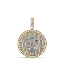 Load image into Gallery viewer, 10kt Two-tone Gold Mens Round Diamond Letter S Circle Charm Pendant - 3-3/4 Cttw | Splendid Jewellery - Alternate view 1 from Splendid Jewellery