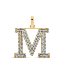 Load image into Gallery viewer, 10kt Two-tone Gold Mens Round Diamond M Initial Letter Pendant 3/4 Cttw | Splendid Jewellery - Alternate view 1 from Splendid Jewellery