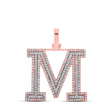 Load image into Gallery viewer, 10kt Two-tone Gold Men&#39;s Round Diamond M Initial Letter Pendant 3/4 Cttw - A Dazzling Statement Piece by Splendid Jewellery - Alternate view 1 from Splendid Jewellery